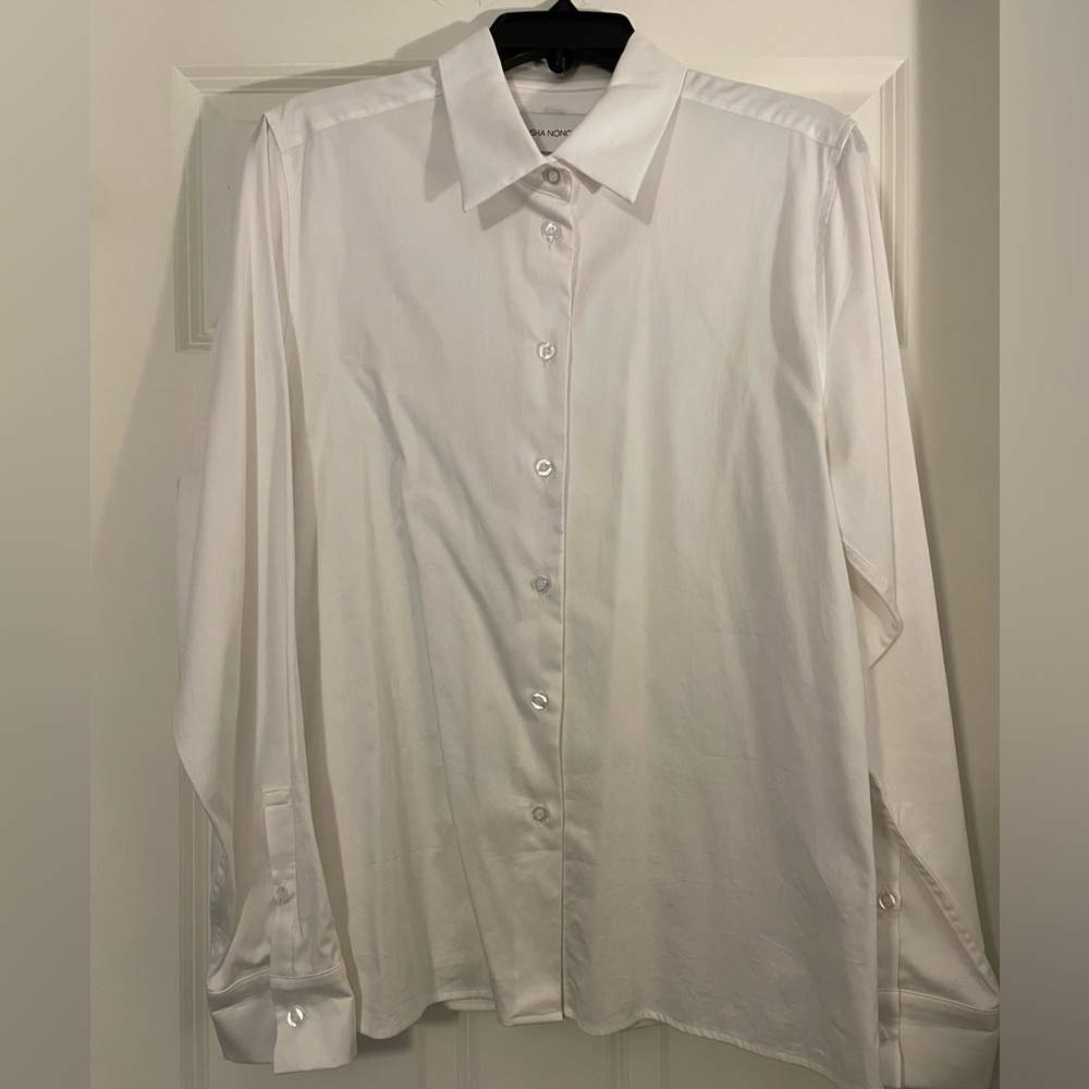 Misha Nonoo Button Down shirt; Size 12, White
